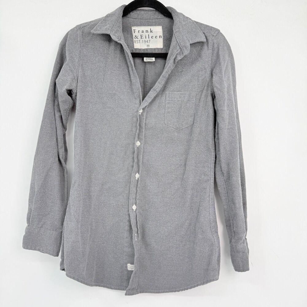 Frank Eileen Shirley Button Down Women XS Gray Flannel Designer Coastal Capsule